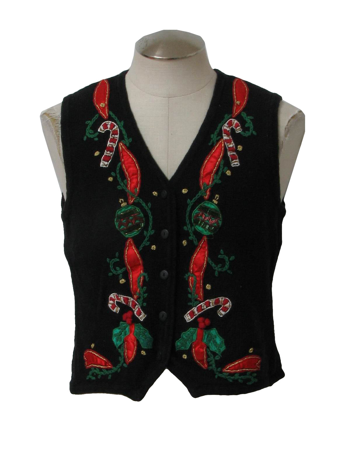 Womens Ugly Christmas Sweater Vest: -Kathie Lee- Womens black ...