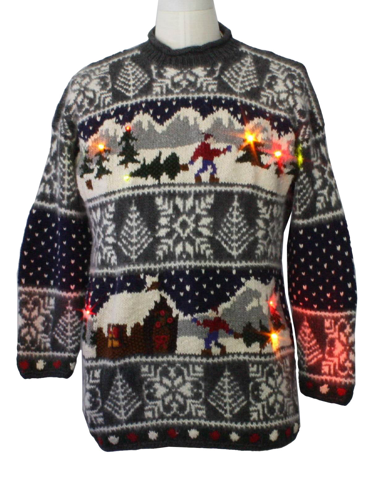 Ugly Lightup Christmas Sweater: -Marsh Landing- Unisex charcoal grey