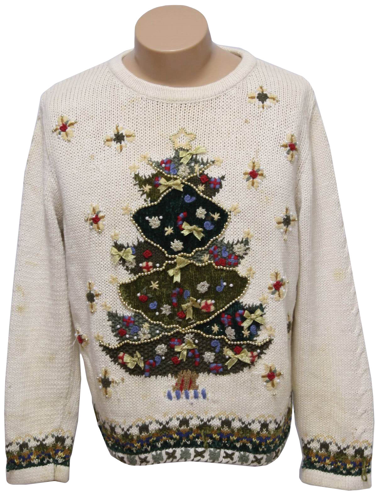 Ugly Christmas Sweater: -Candor- Unisex cream background cotton ramie ...