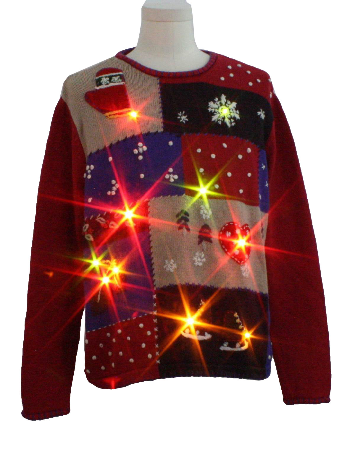 Ugly Lightup Christmas Sweater: -Classic Elements- Unisex red ...
