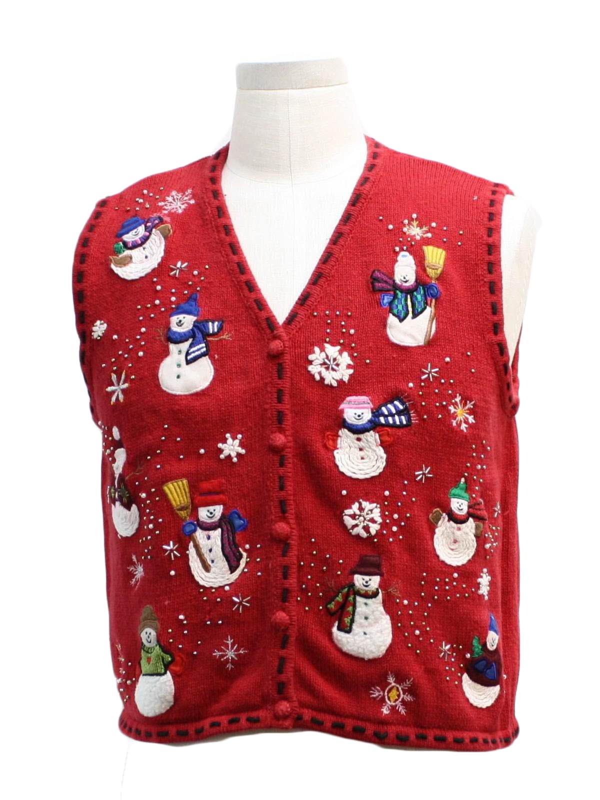 Womens Ugly Christmas Sweater Vest: -Studio- Womens red background ...