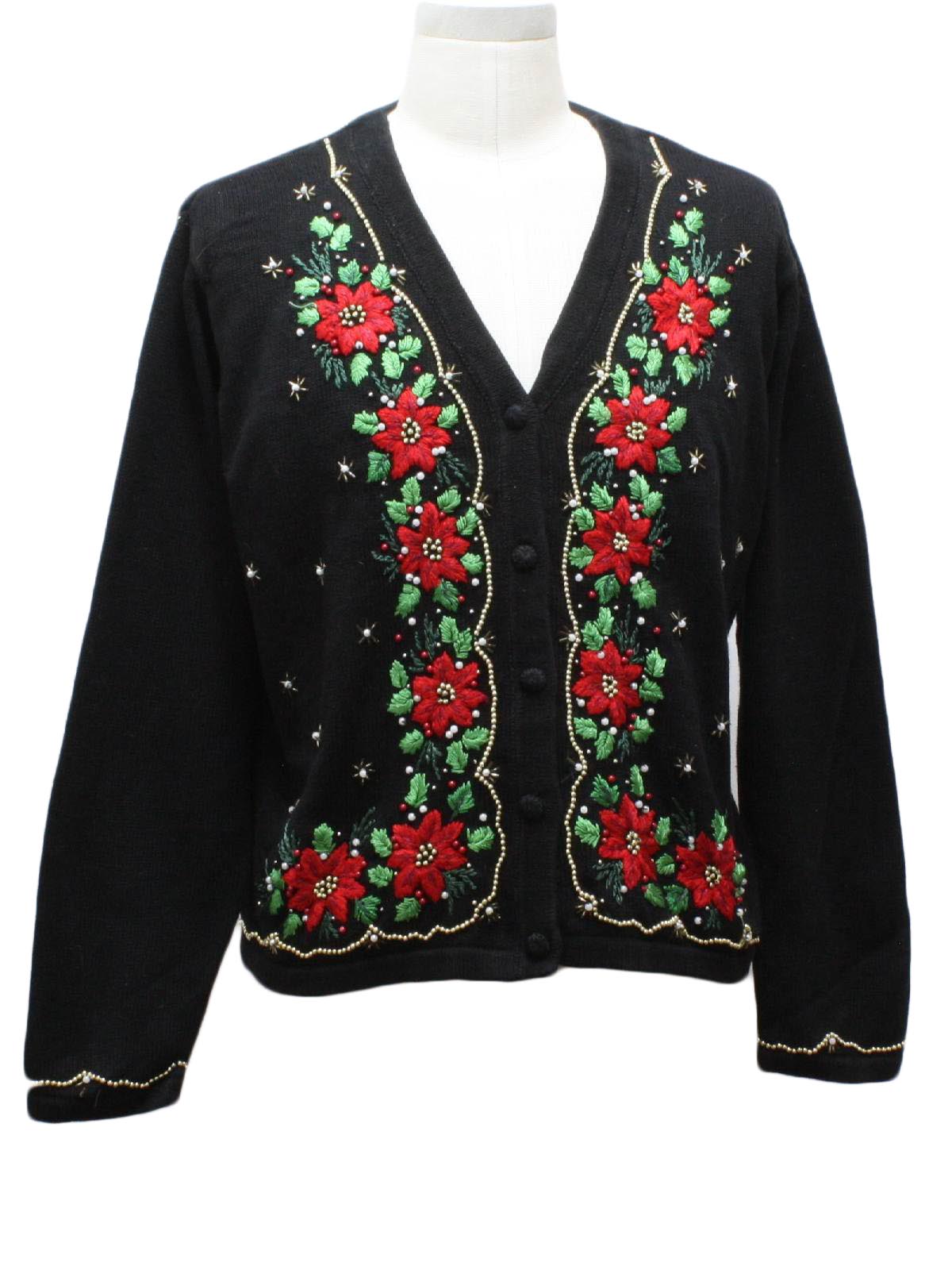 Womens Ugly Christmas Cardigan Sweater: -Victoria Jones- Womens black ...