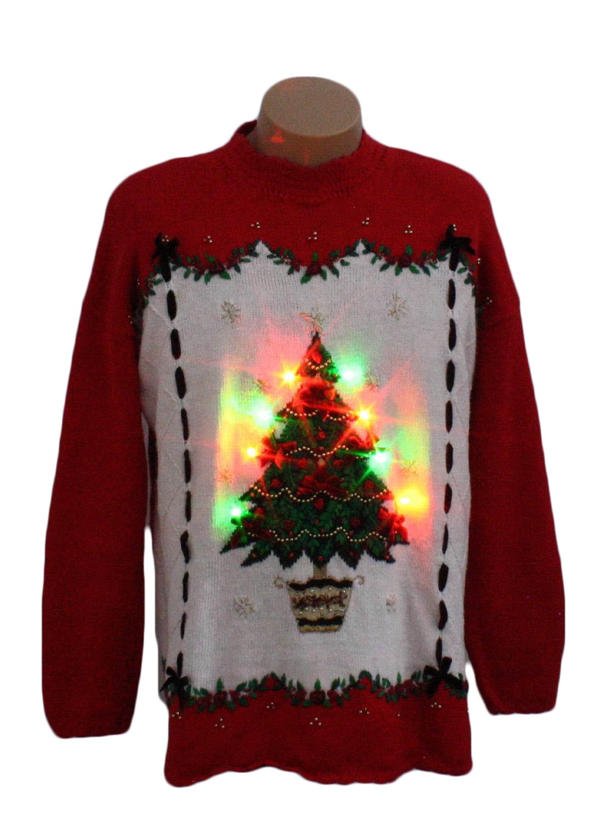 Lightup Ugly Christmas Sweater: -Beldoch Popper- Unisex red background ...