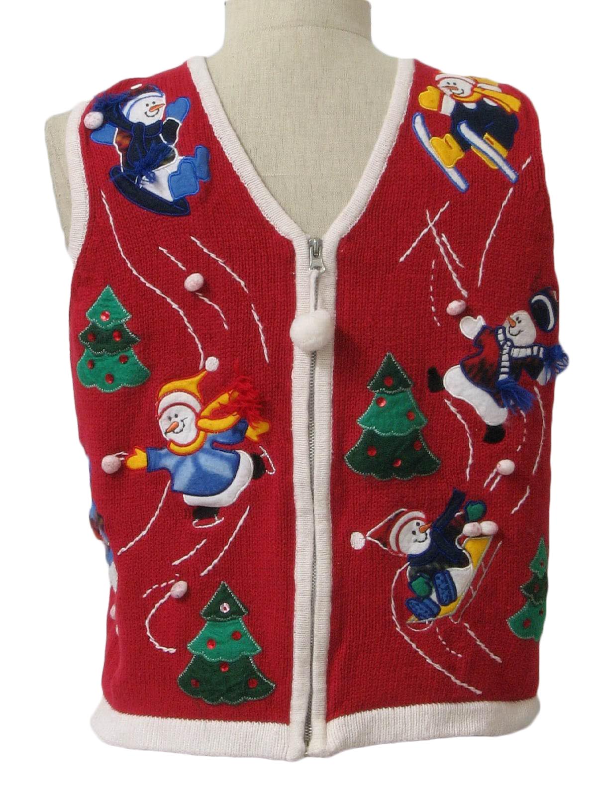 Womens Ugly Christmas Sweater Vest: -White Stag- Petite Womens red ...