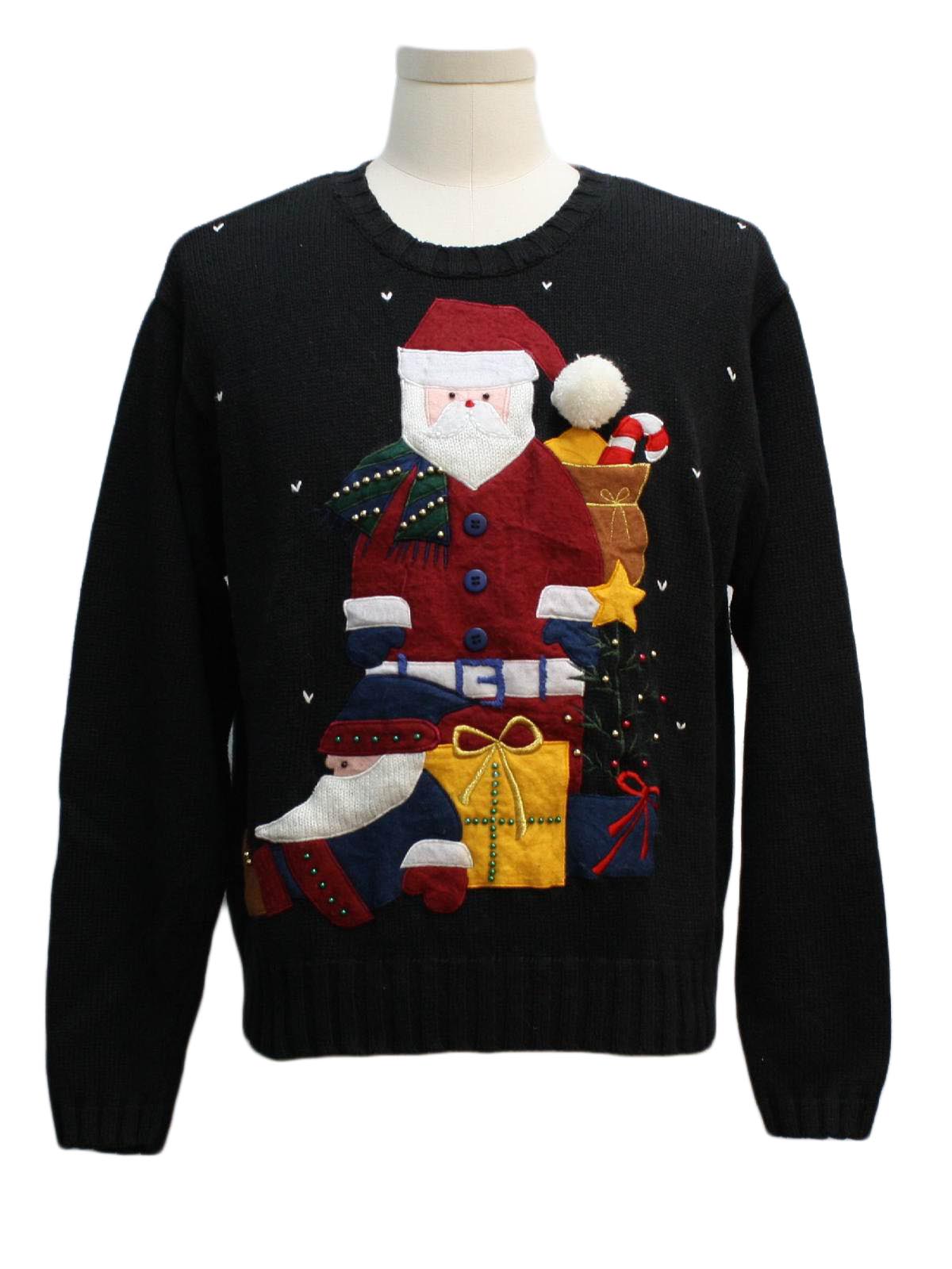 Ugly Christmas Sweater: -Bobbie Brooks- Unisex black background ramie ...