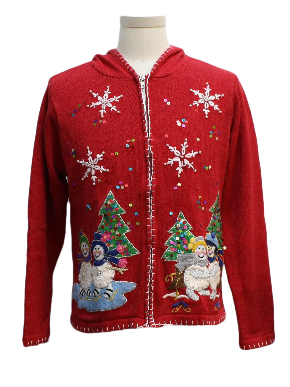 Womens Ugly Christmas Hoodie Sweater: -Victoria Jones- Womens Red ...