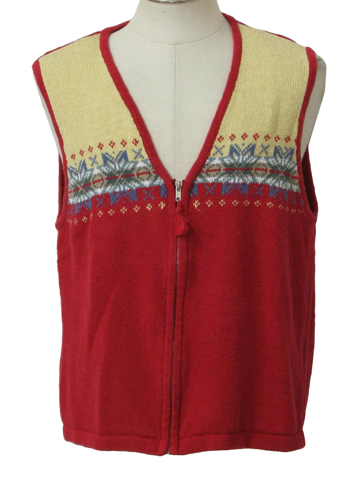 Ugly Christmas Sweater Vest: -White Stag- Unisex red background cotton ...