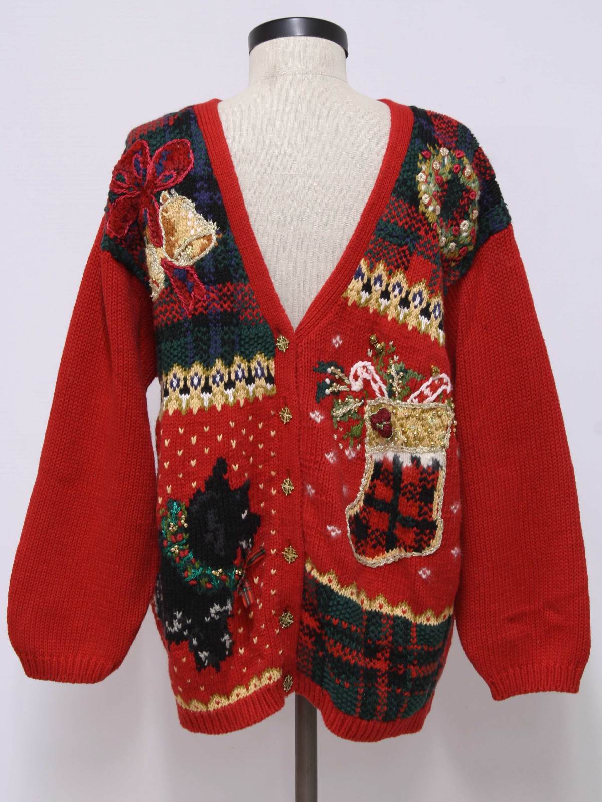 Ugly Christmas Cardigan Sweater: -Heirloom Collectibles- Unisex red ...