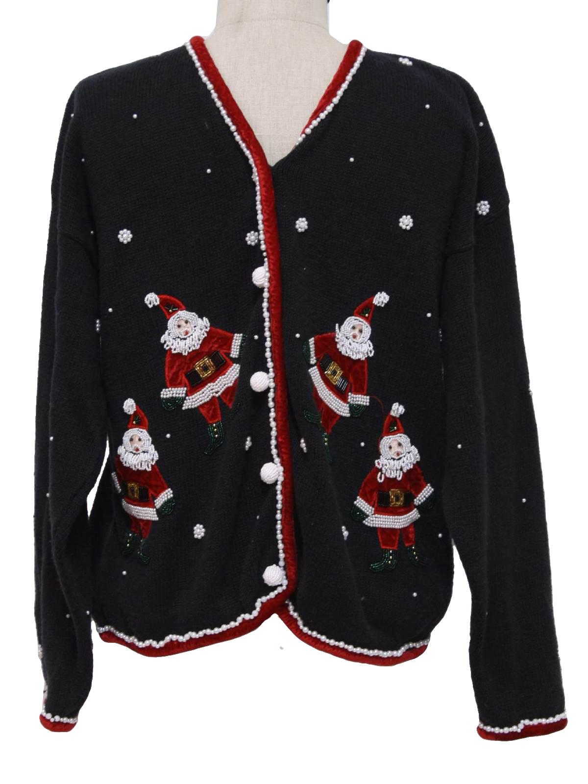 Ugly Christmas Cardigan Sweater: -Belle Pointe- Unisex black background ...