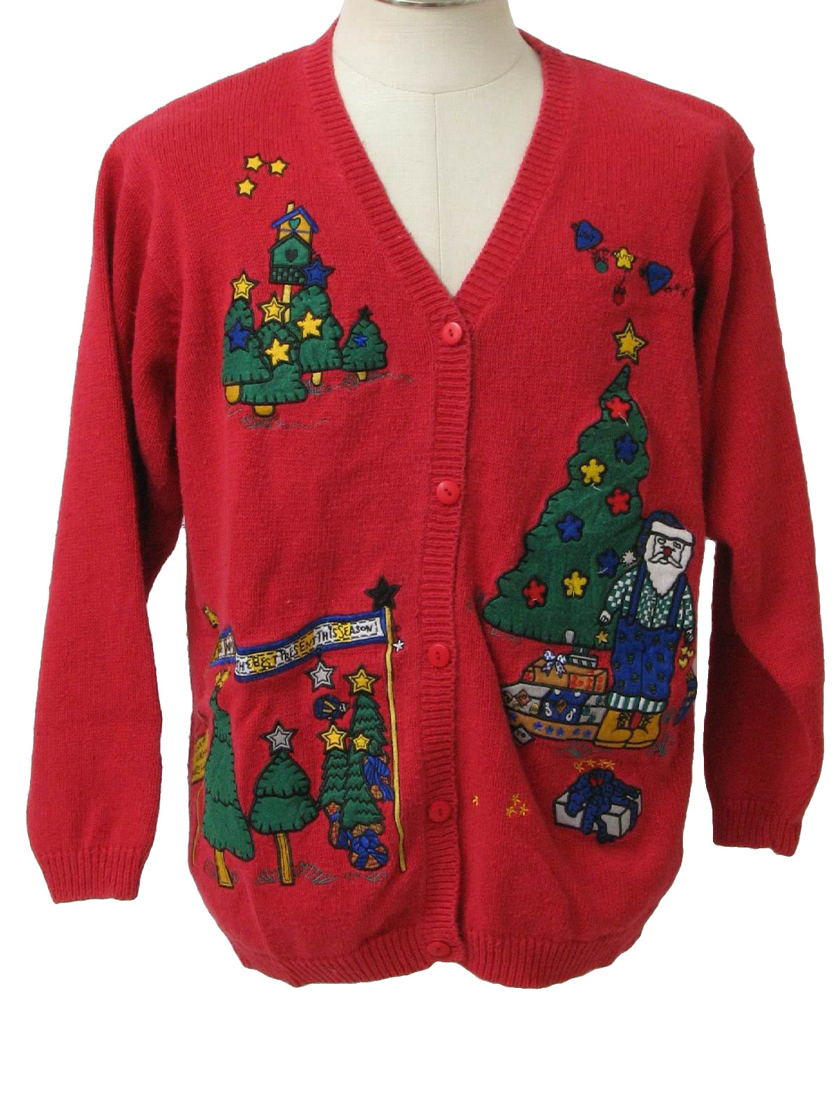 Ugly Christmas Cardigan Sweater: -Quacker Factory- Unisex red ...