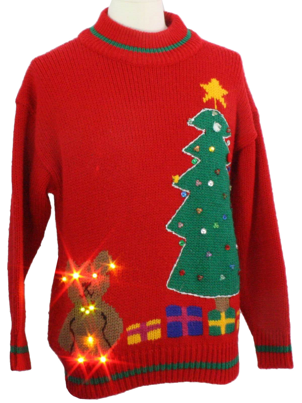 Vintage 1980's Light up Ugly Christmas Sweater: 80s authentic vintage ...