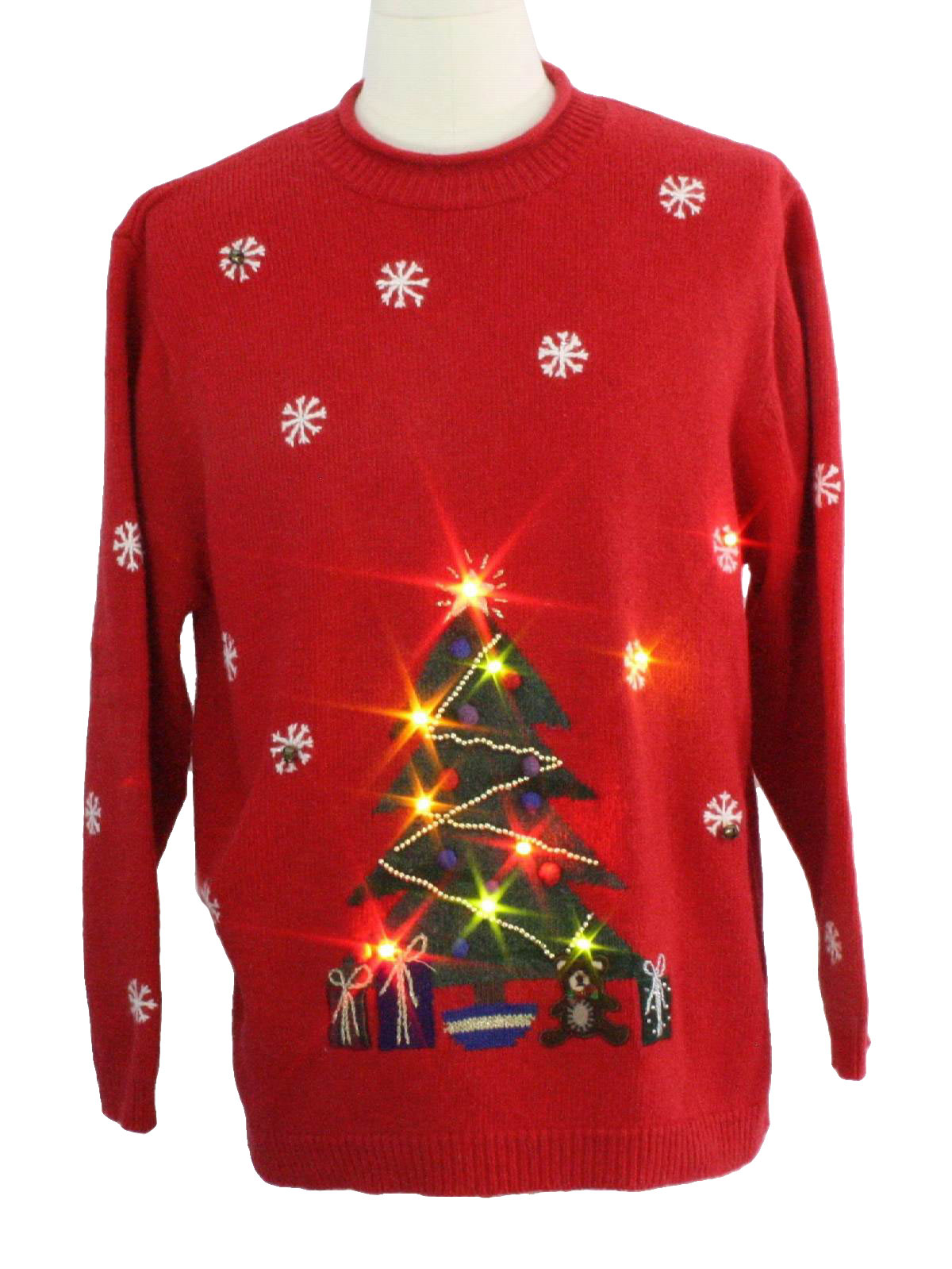 Light up Ugly Christmas Sweater: -Studio Works- Unisex red background ...