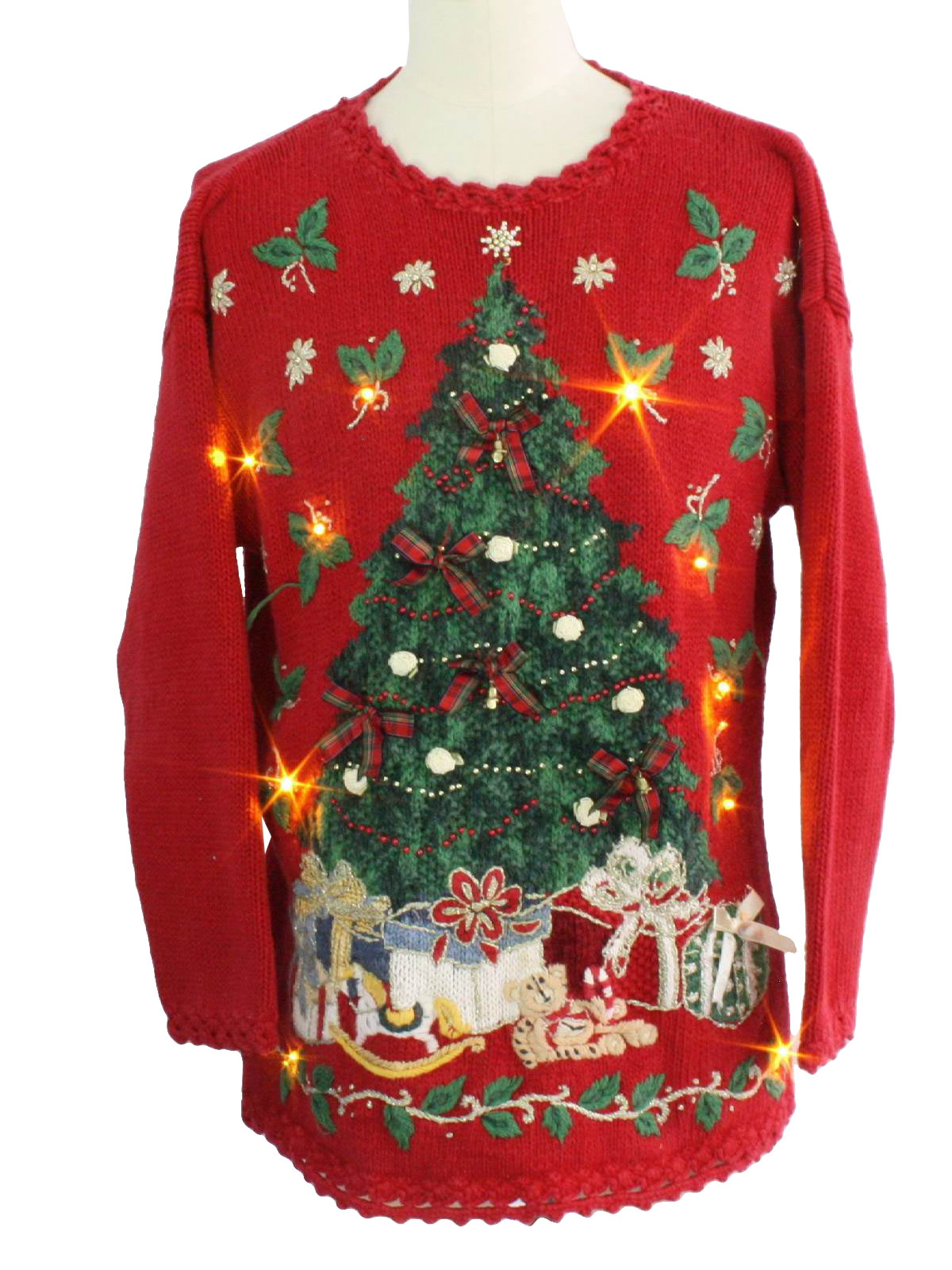 Light up Ugly Christmas Sweater: -Heirloom Collectibles- Unisex red ...