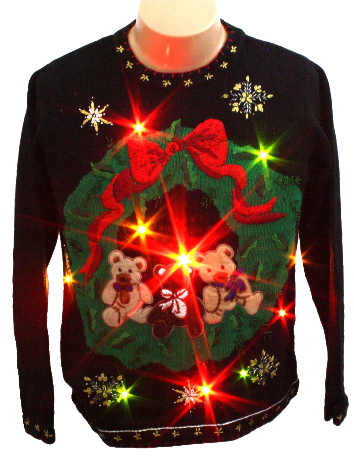 Light up Ugly Christmas Sweater: -B.P. Design- Unisex black background ...