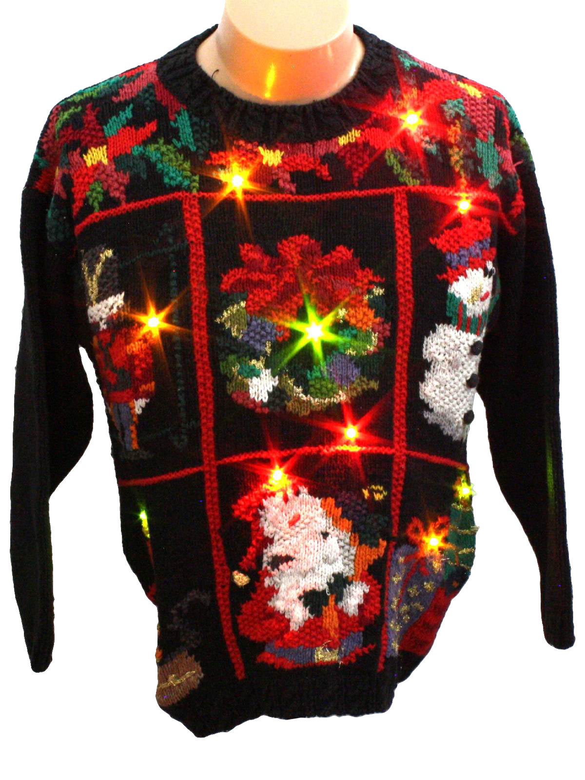 Light up Ugly Christmas Sweater: retro look -Crystal Kobe- Unisex black ...