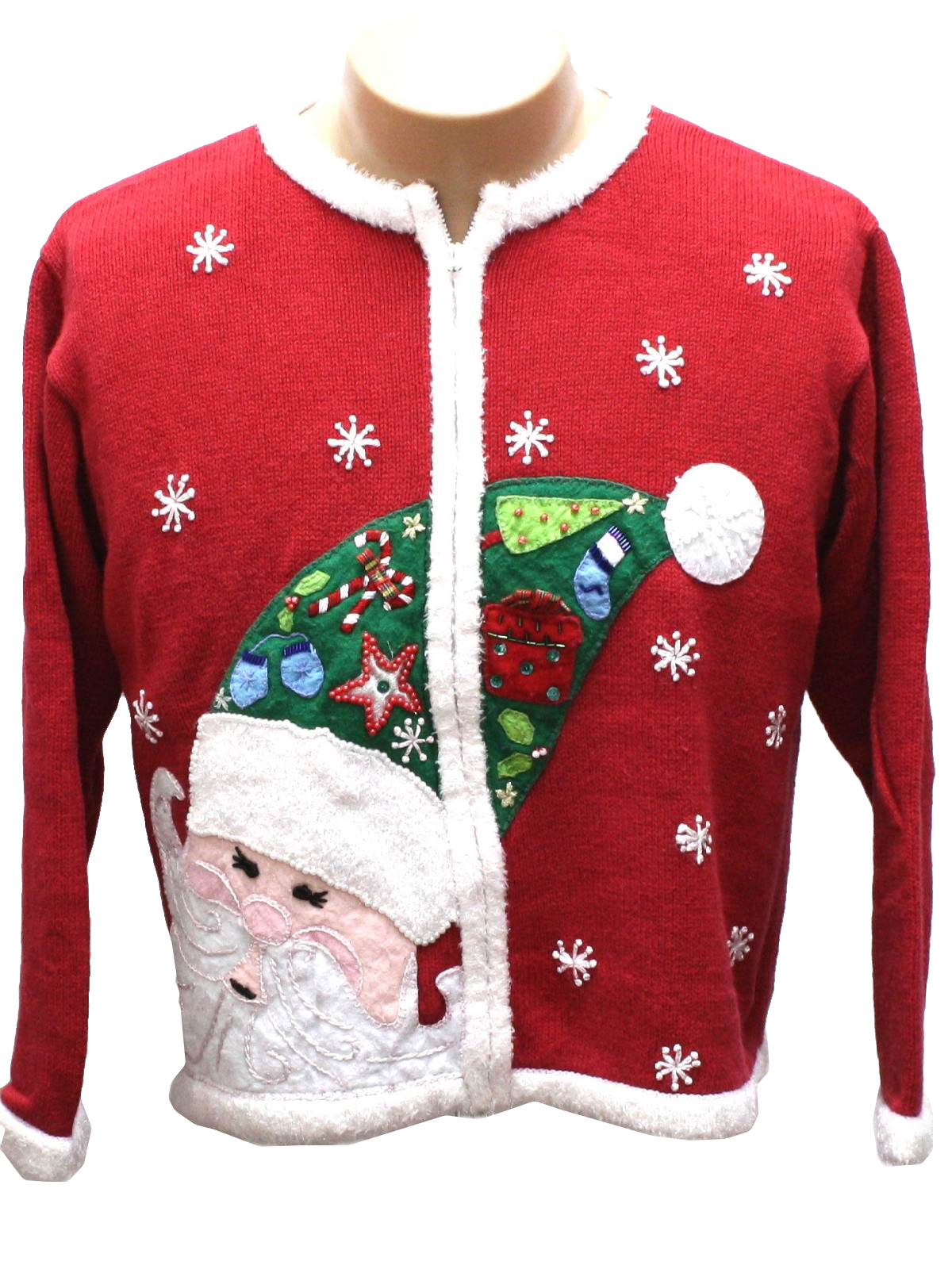 Womens Ugly Christmas Sweater : -Heirloom Collectibles- Womens red