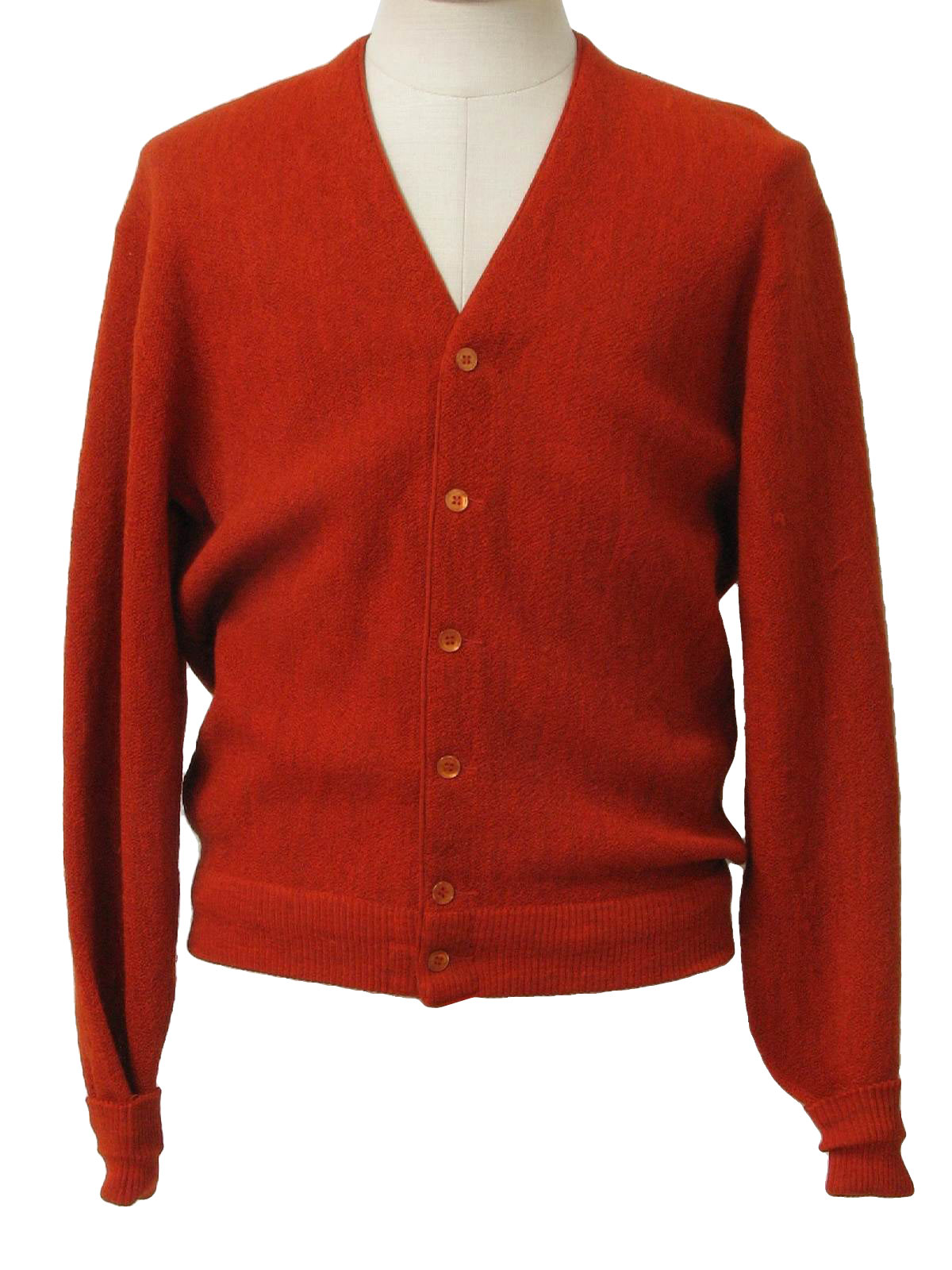 Vintage 70s Caridgan Sweater: 70s -Jantzen- Mens fall orange, acrylic ...