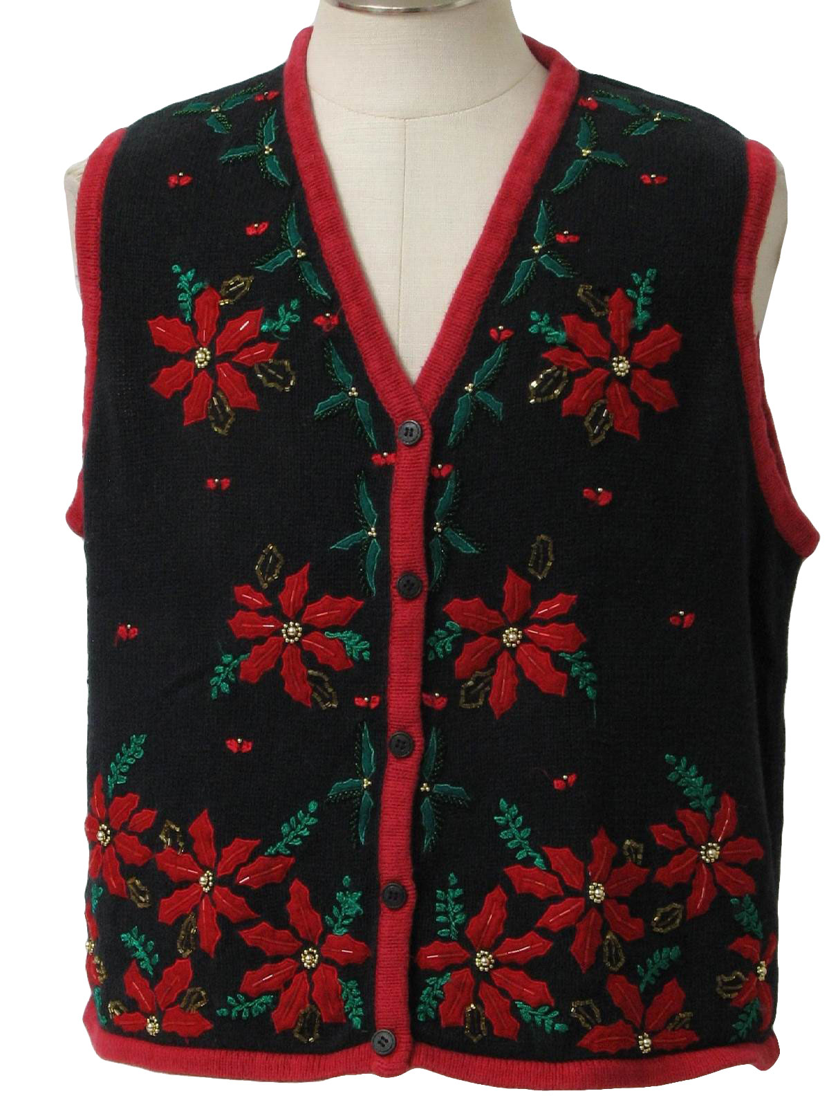 Ugly Christmas Sweater Vest : -Bobbie Brooks- Unisex black background ...