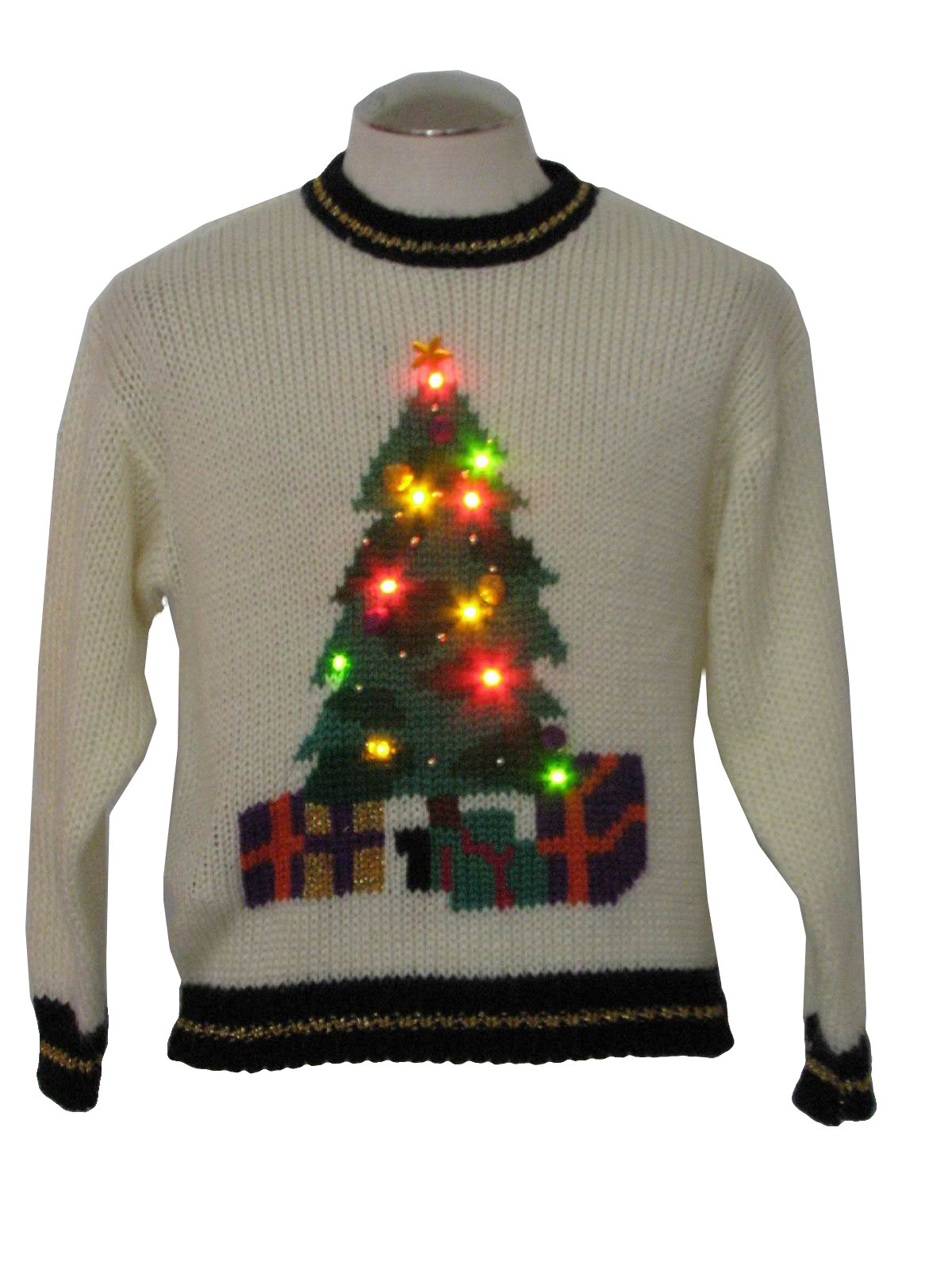 1980s Womens Lightup Ugly Christmas Sweater Color Cues 80s