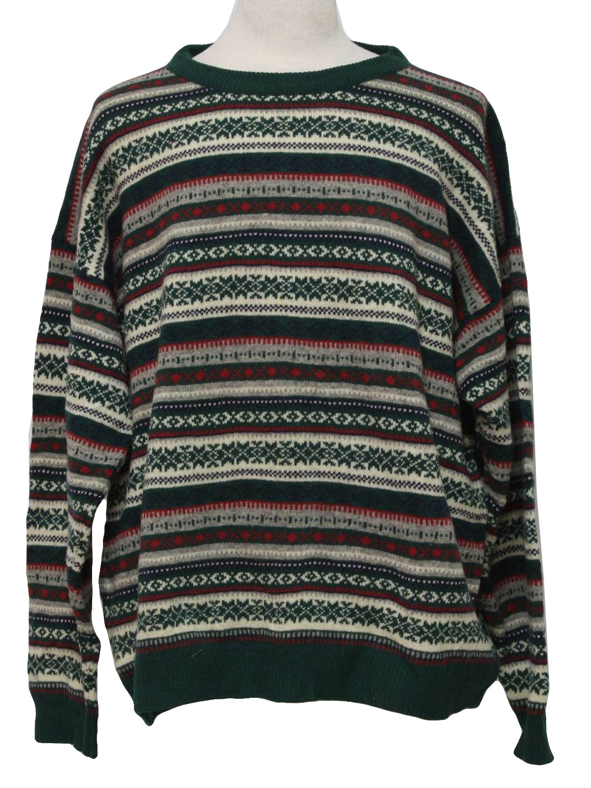 1990's Sweater (Eddie Bauer): 90s -Eddie Bauer- Mens green, navy blue ...