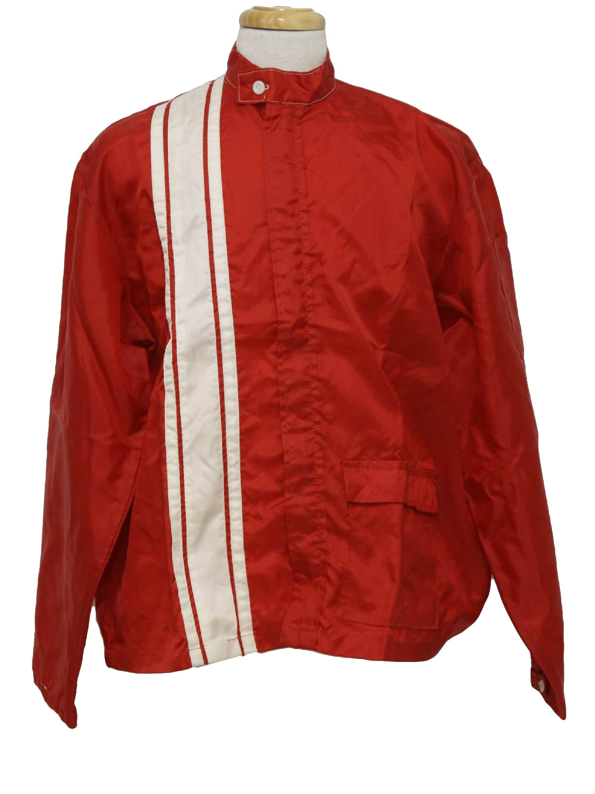 Retro 1970s Jacket: 70s -no label- Mens red and white nylon windbreaker ...