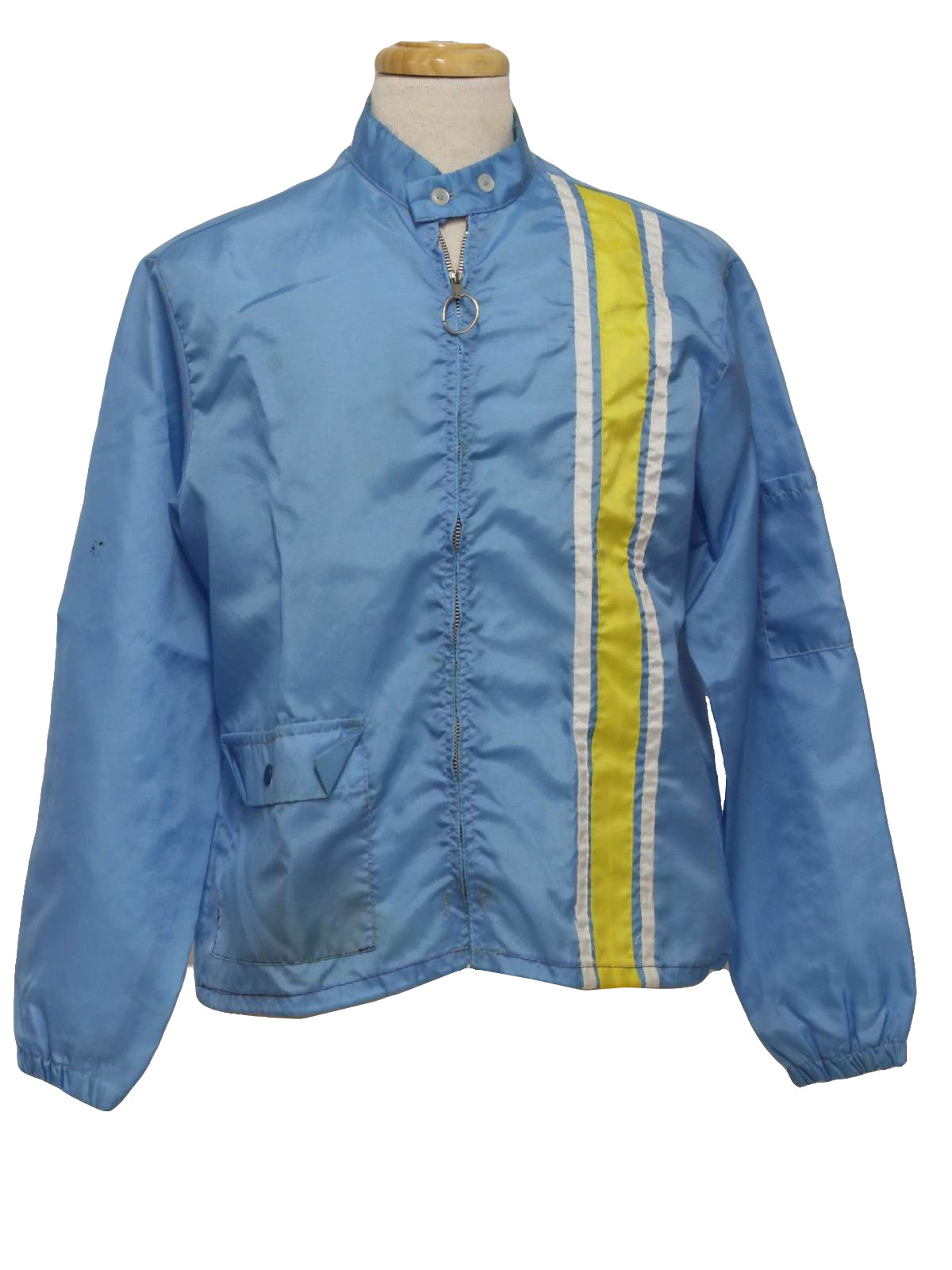 1970s Vintage Jacket: 70s -Swingster- Mens sky blue, white and yellow ...