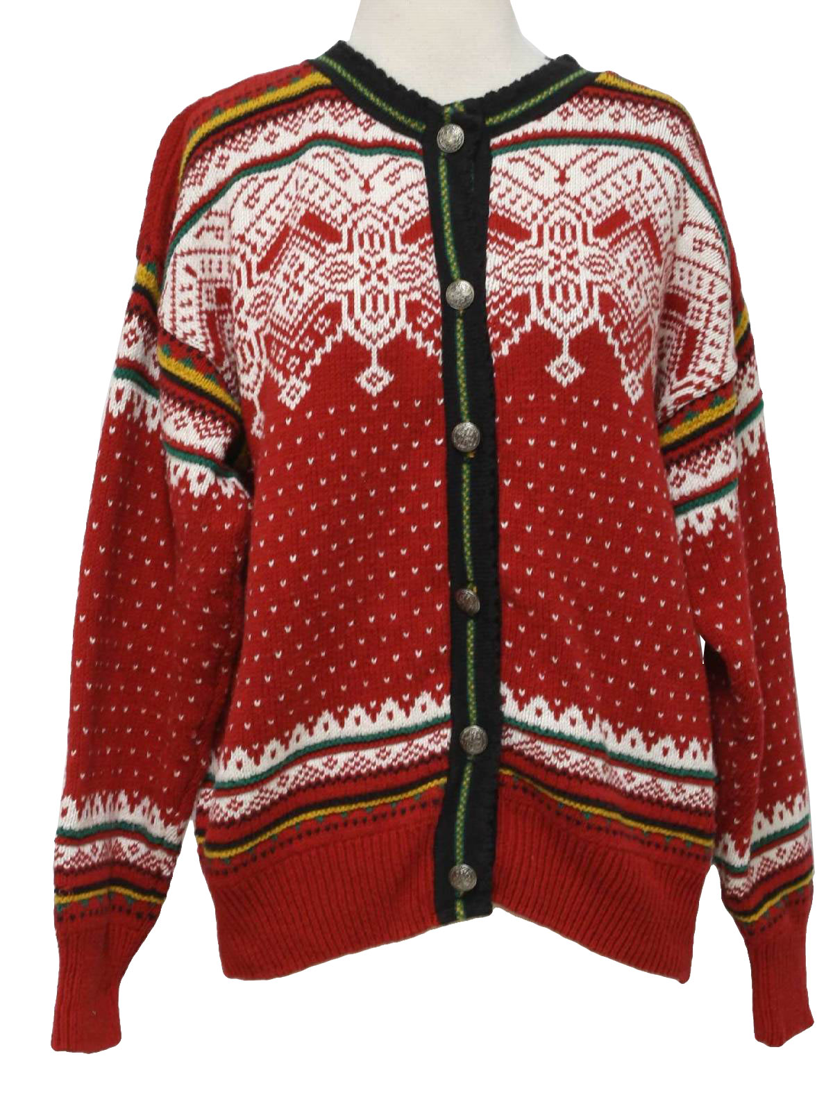 1990's Vintage Bushwacker Caridgan Sweater: 90s -Bushwacker- Womens red ...