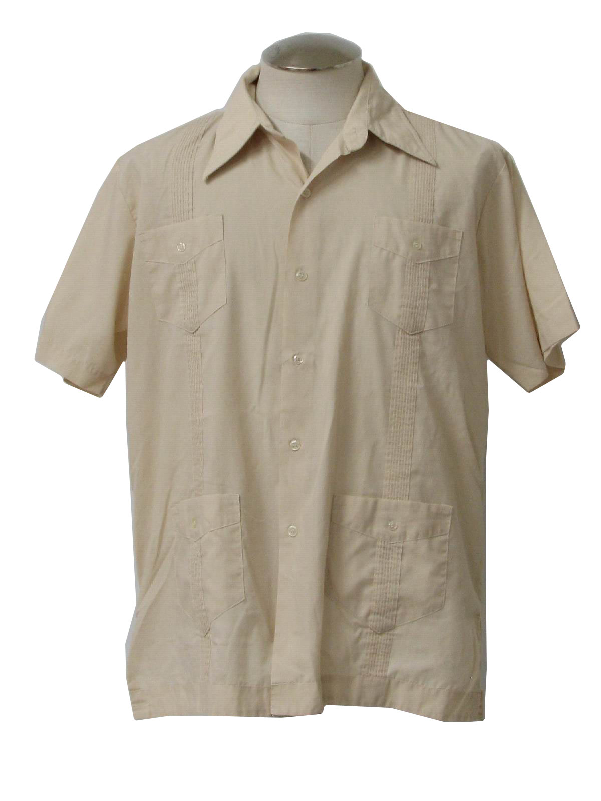 Seventies Vintage Guayabera Shirt: 70s -Pepe- Mens beige-blush cotton ...