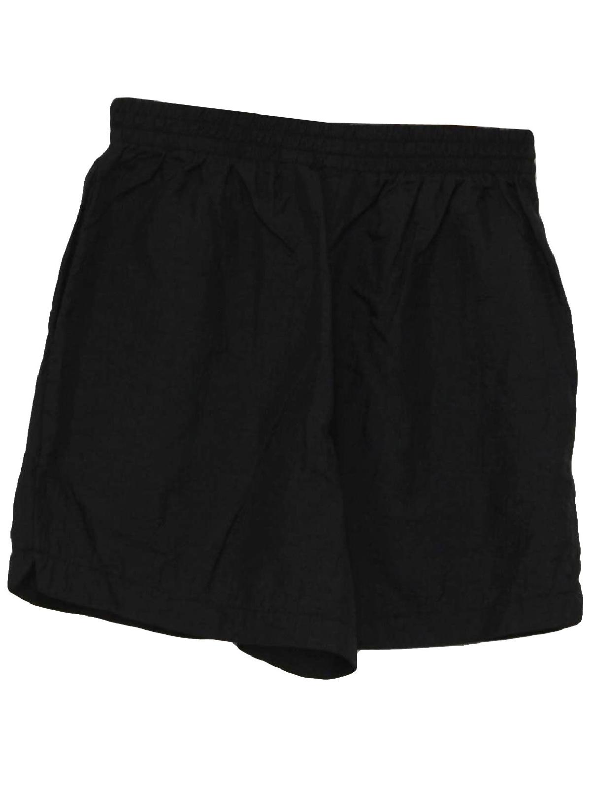Vintage 1990's Shorts: 90s -The Body Co- Mens black background shiny ...