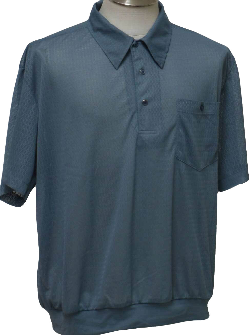 Vintage 1980's Knit Shirt: Late 80s -Haband- Mens dark aqua polyester ...
