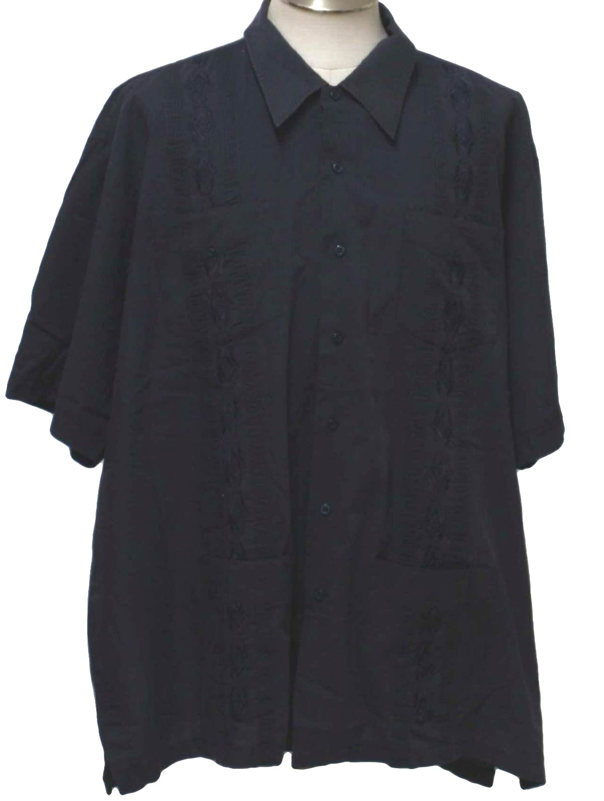 Retro 80s Guayabera Shirt (Falcon Bay) : 80s -Falcon Bay- Mens black ...