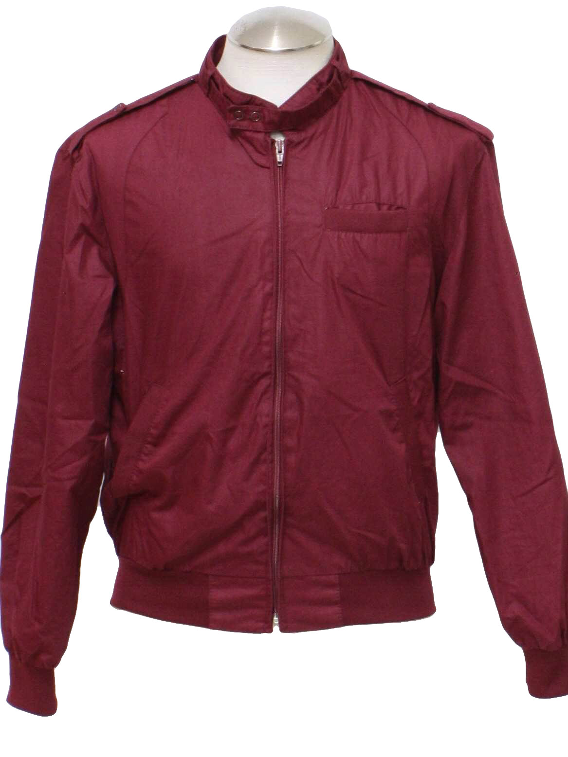1980's Jacket: 80s -No Label- Mens burgundy cotton polyester poplin ...