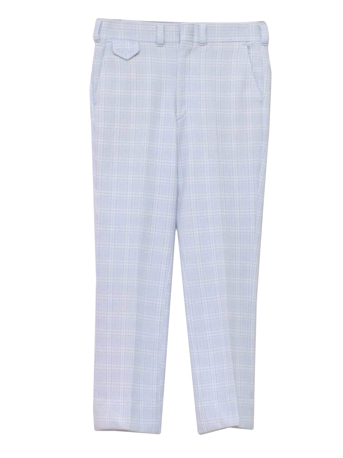 70's Vintage Pants: 70s -Kings Road- Mens white and blue busy plaid ...