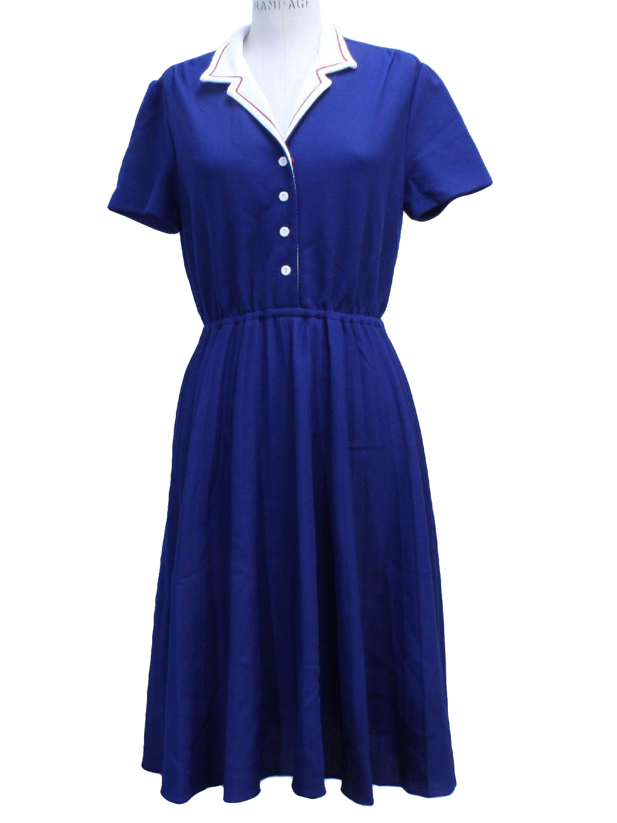 Vintage 1960's Dress: 60s -Monica Richards- Womens navy blue, white and ...