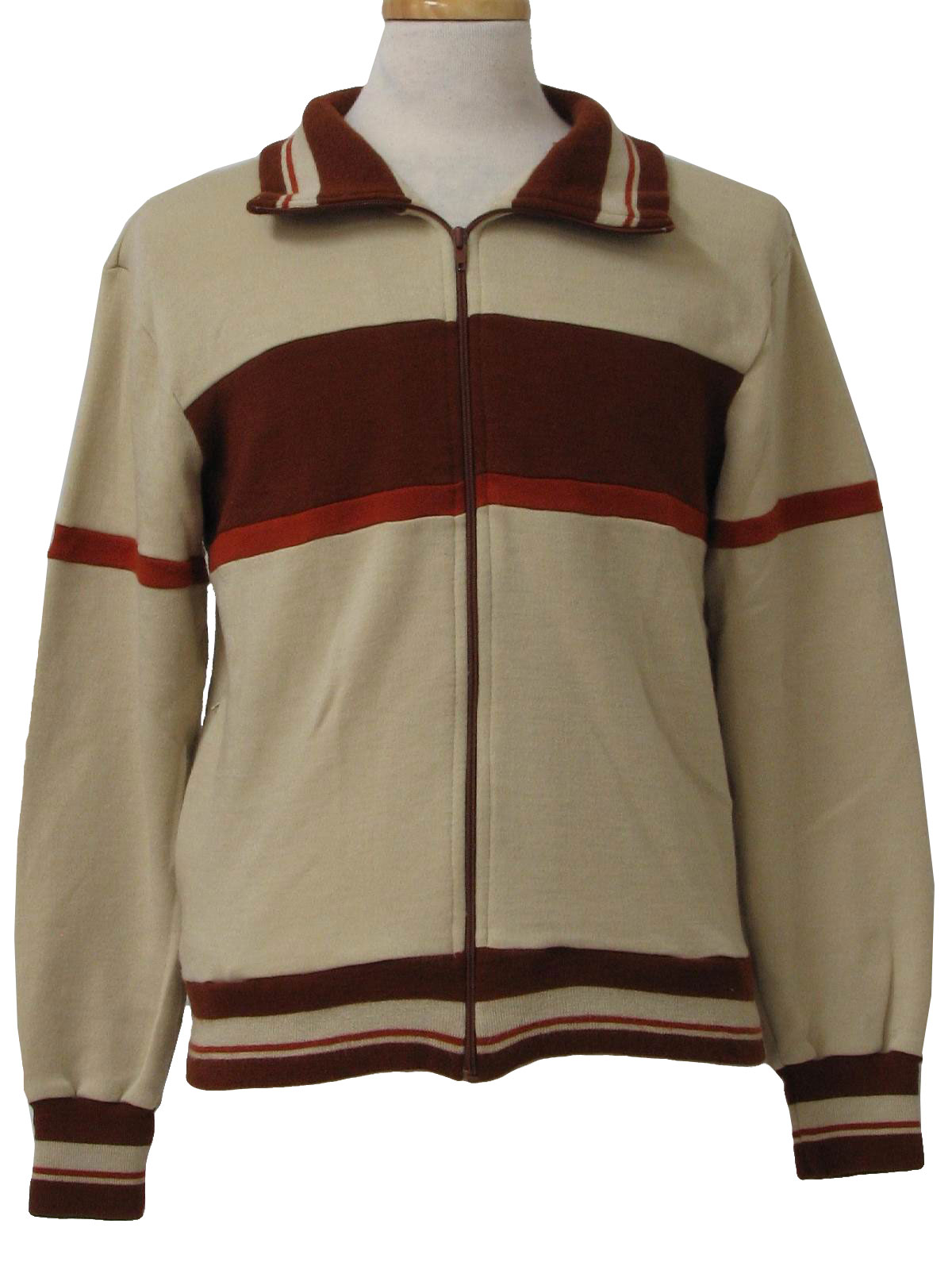 70's Vintage Jacket: 70s -Track and Court- Mens brown, tan and