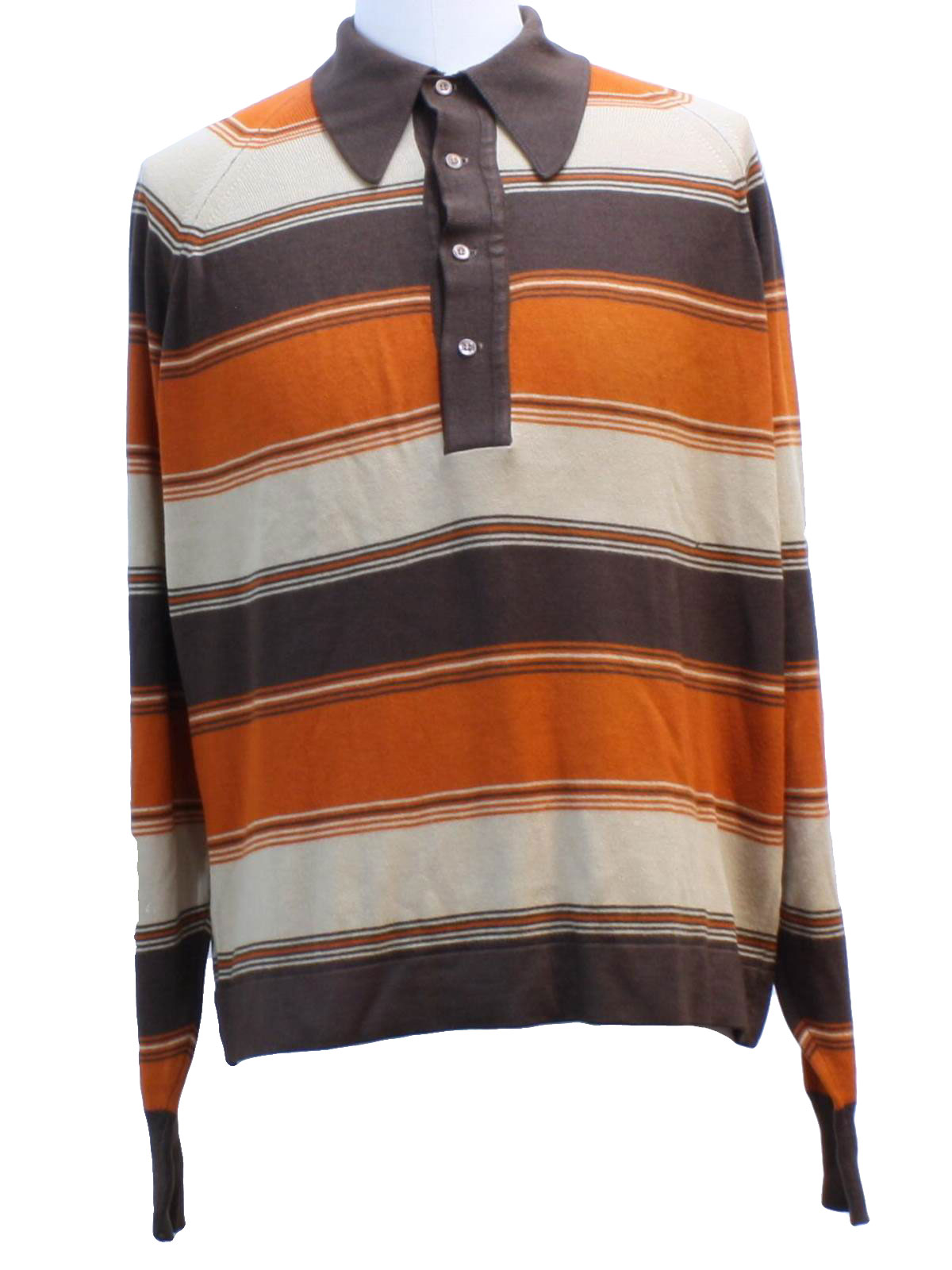 Seventies Vintage Knit Shirt: 70s -Puritan- Mens dark brown, rust and ...