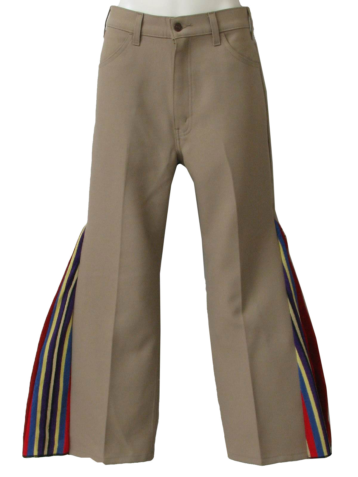 70s Retro Bellbottom Pants: 70s -Levis- Mens tan cotton polyester