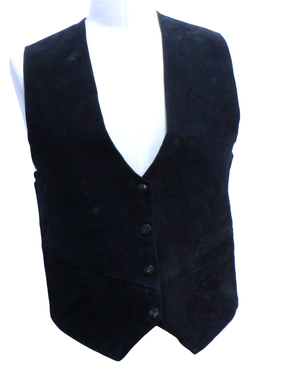 1990s Vintage Vest: 90s -Uno Momento- Mens black background nylon lined ...