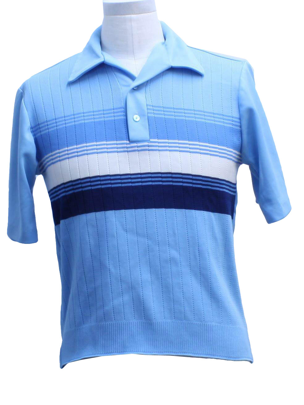 Retro Seventies Knit Shirt: 70s -Sportswear- Mens baby blue, royal blue ...