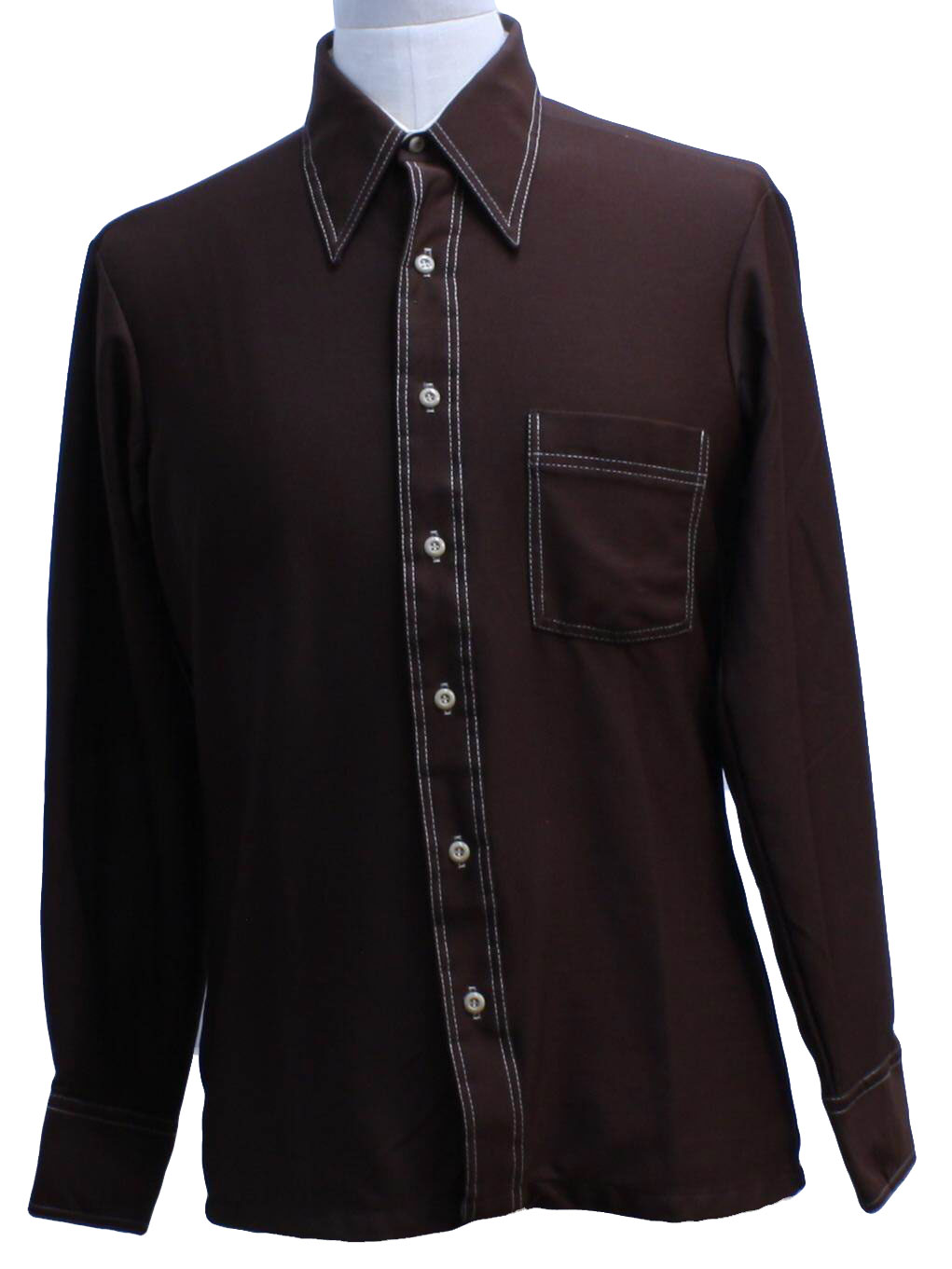 70s Shirt (JC Penny): 70s -JC Penny- Mens dark brown, longsleeve ...