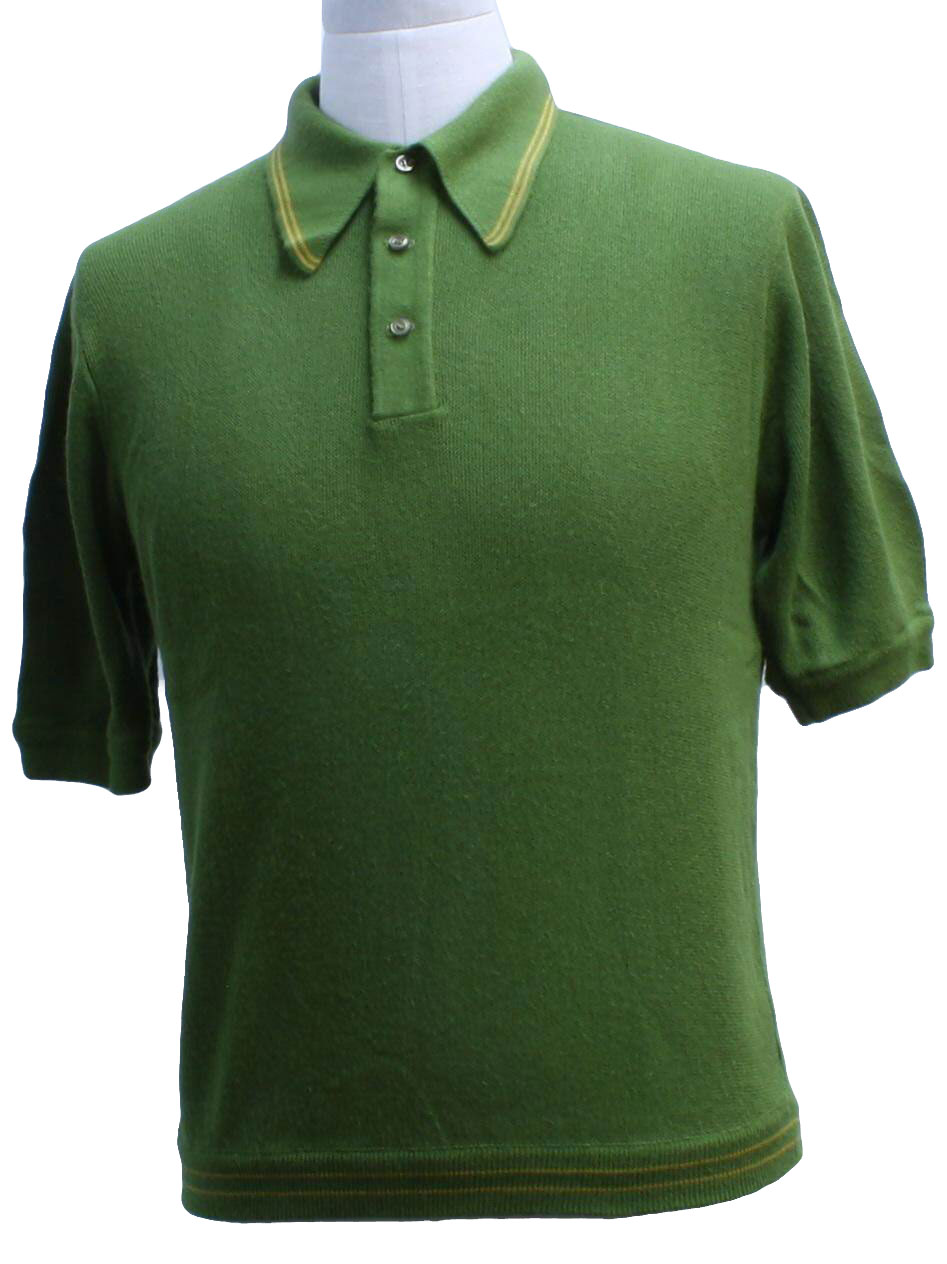 Sixties Vintage Knit Shirt: 60s -Trophy- Mens green, pullover ...