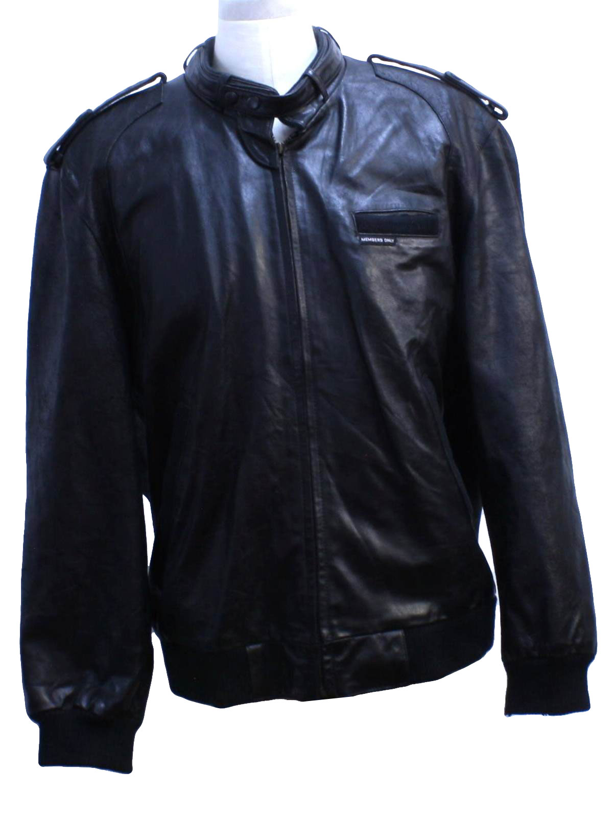 1990's Retro Leather Jacket: 90s -Members Only- Mens black leather zip ...