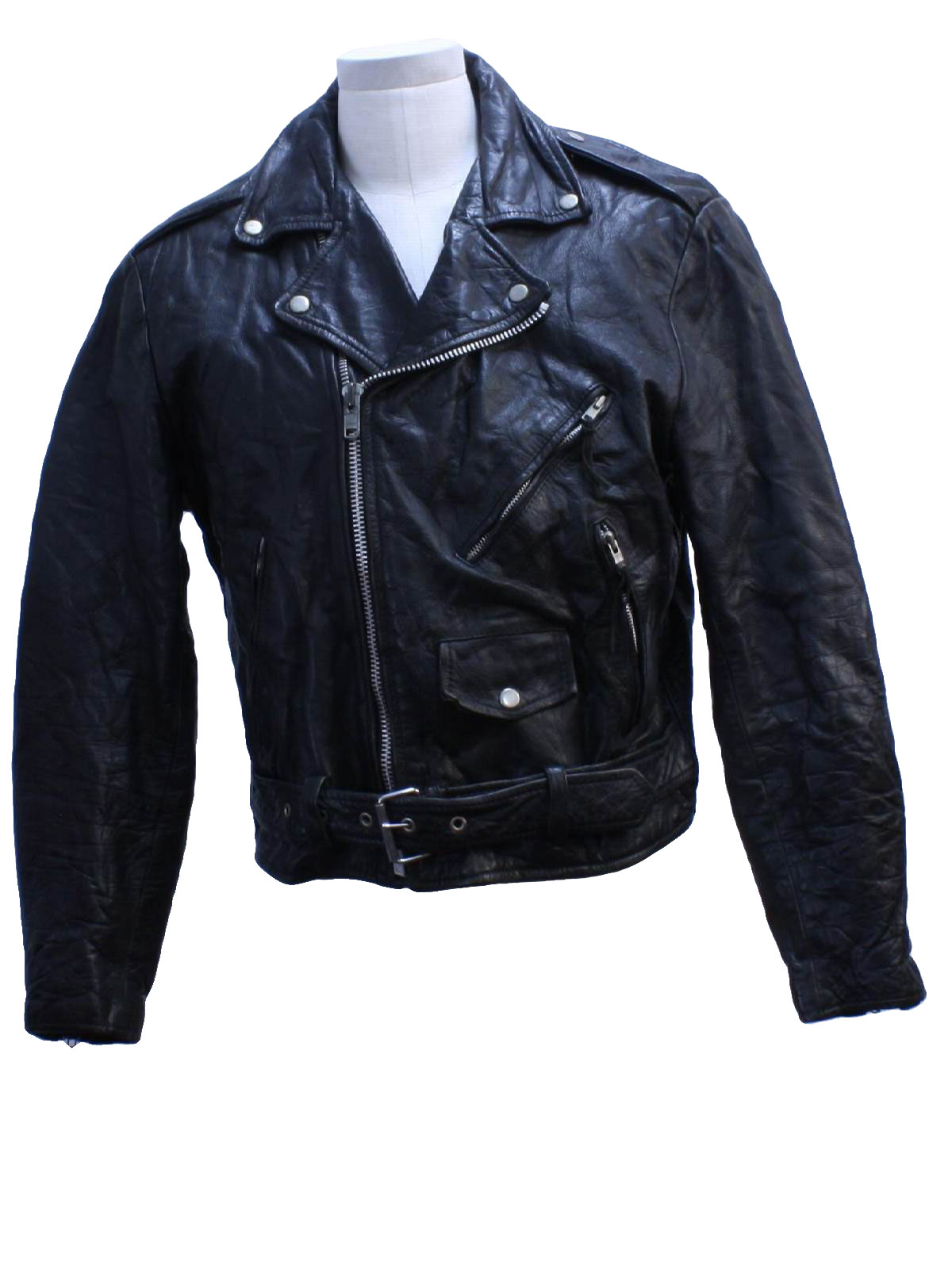 1990's Vintage Wilsons Leather Jacket: 90s -Wilsons- Mens black leather