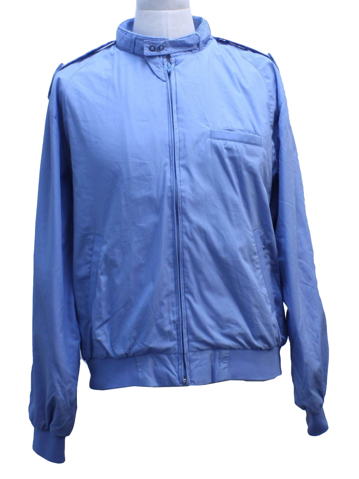 1980's Retro Jacket: 80s -Aberdeen- Mens light blue cotton polyester ...