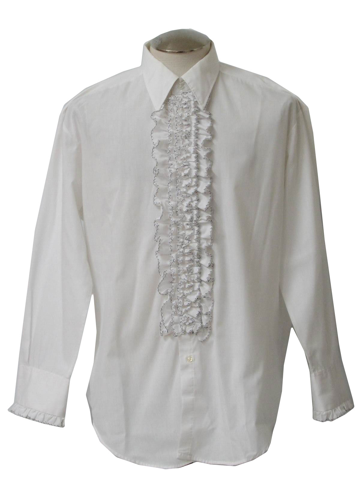 After Six 70's Vintage Shirt: 70s -After Six- Mens white polyester ...