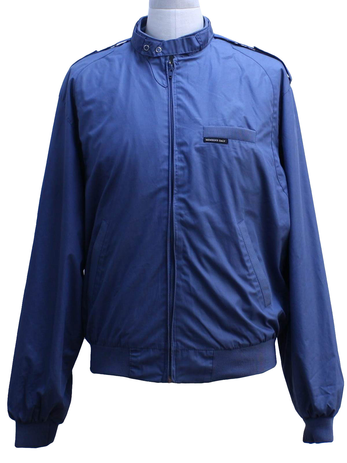 Retro 1980s Jacket: 80s style -Members Only- Mens blue cotton polyester ...