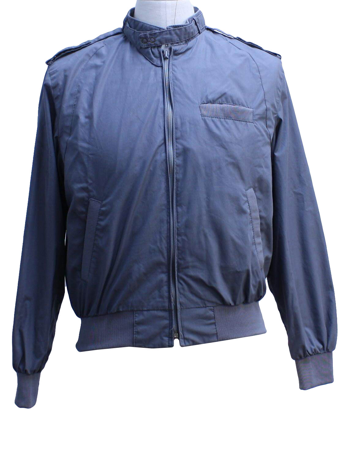 Retro 80s Jacket: 80s -No Label- Mens dark gray cotton polyester poplin ...