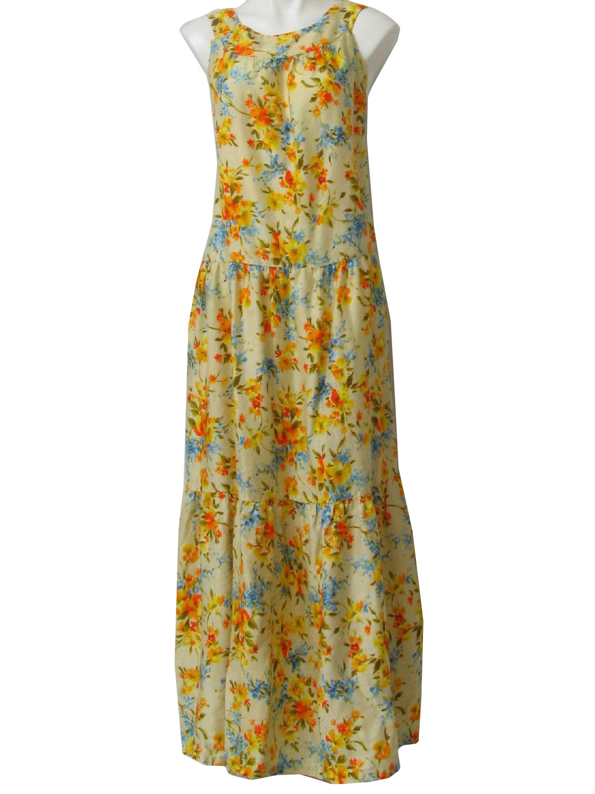 1970's Vintage Hippie Dress: 70s -No Label- Womens faintly yellow ...