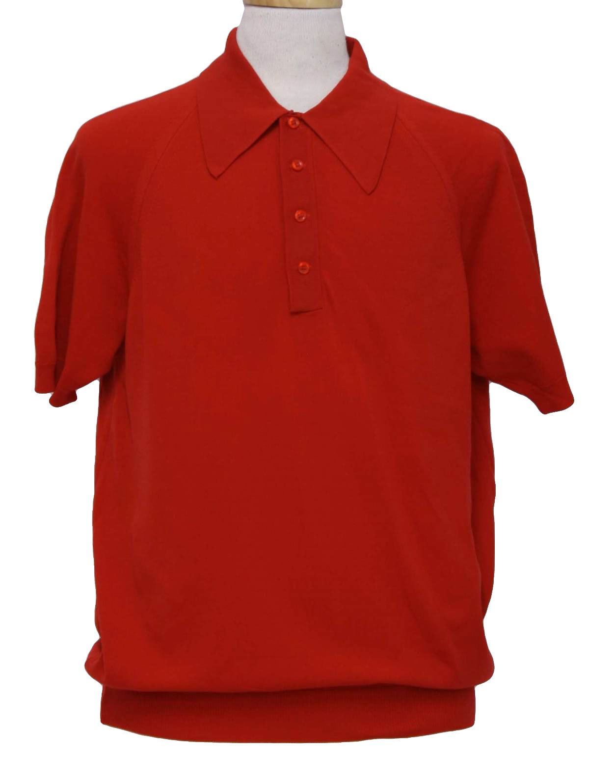 Vintage 1960's Knit Shirt: 60s -Ban-Lon- Mens red, nylon knit, short ...