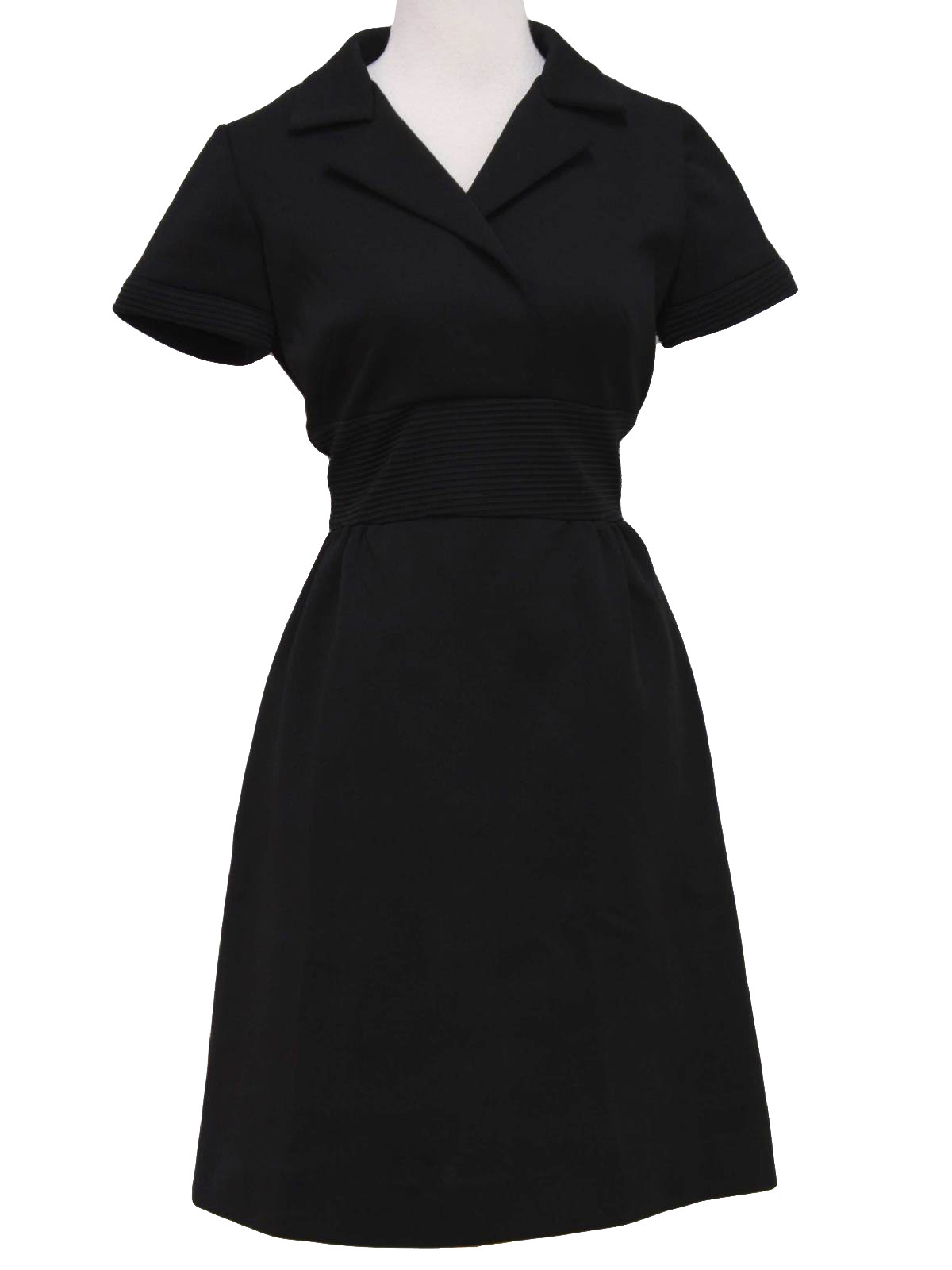 Retro 70s Dress (Leslie Fay) : 70s -Leslie Fay- Womens cute black knee ...